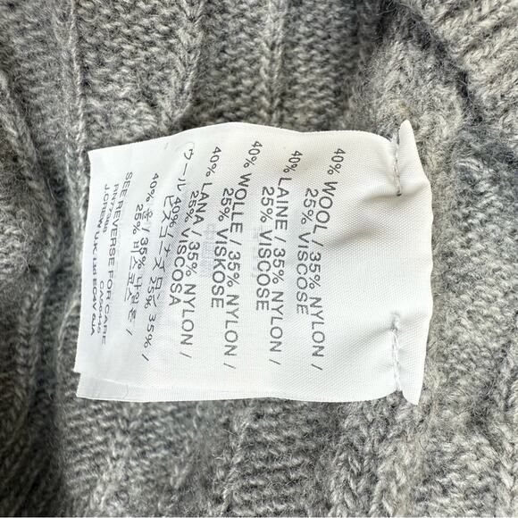 J.CREW Gray Cable Knit V-Neck  Career Casual Wool Blend Sweater Women’s Size M - Picture 10 of 11